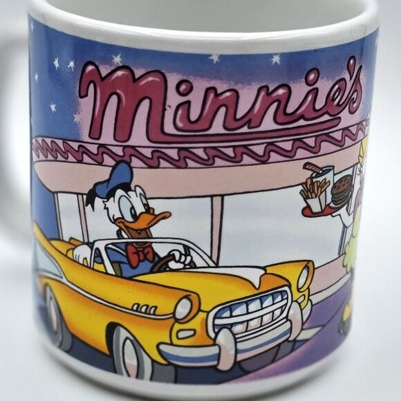 Vintage Walt Disney Minnie's Dinner Mickey Donald Daisy Duck Vtg Cars Coffee Mug - Picture 2 of 10